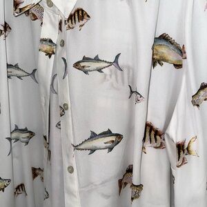 Newer Forever 21+ Plus Size Printed Fish Button Up Down Shirt Blouse 2X